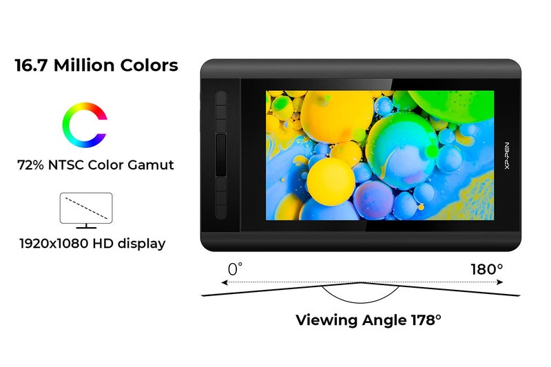 XP-PEN Artist12 11.6 Inch FHD Drawing Monitor Pen Display Graphic Monitor with PN06 Battery-Free Multi-Function Pen Holder and Glove 8192 Pressure Sensitivity - Image 4